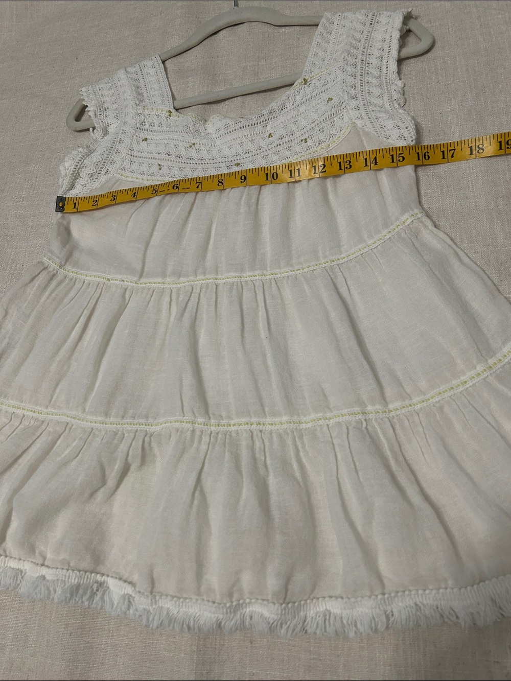 Free People Cream Crochet Yoke Tribal Tiered Bohemian Tank Top Size Small - Picture 10 of 15